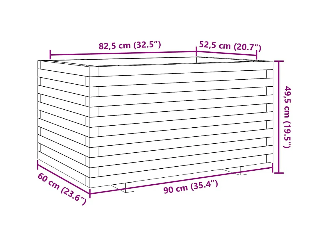 Jardinière bac lit surélevé bois marron 90 x 60 x 49.5 cm 02_0038026