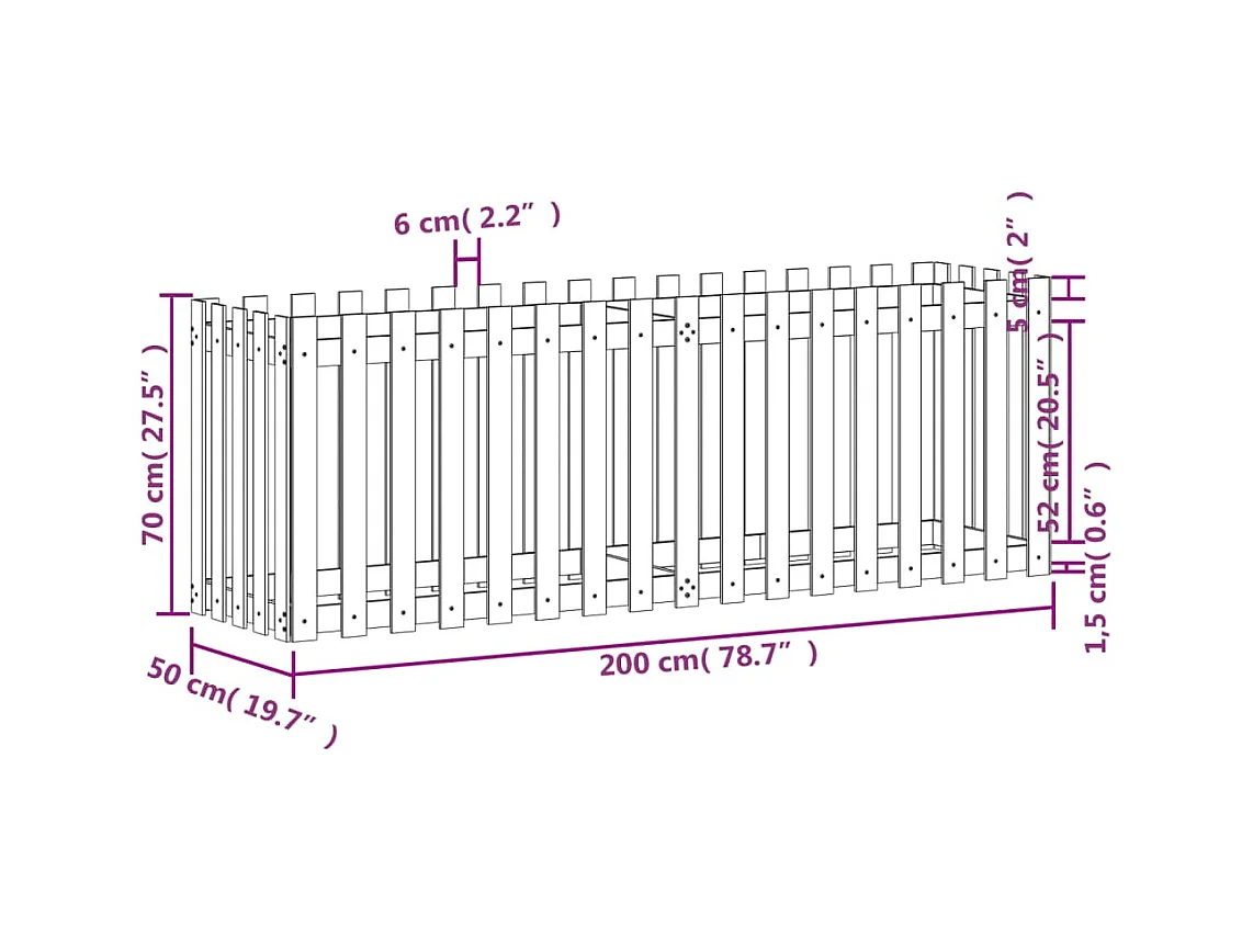 Vassoio per fioriera aiuola rialzata piante fiori terrazza giardino recinzione design legno di pino impregnato marrone 02_0039815