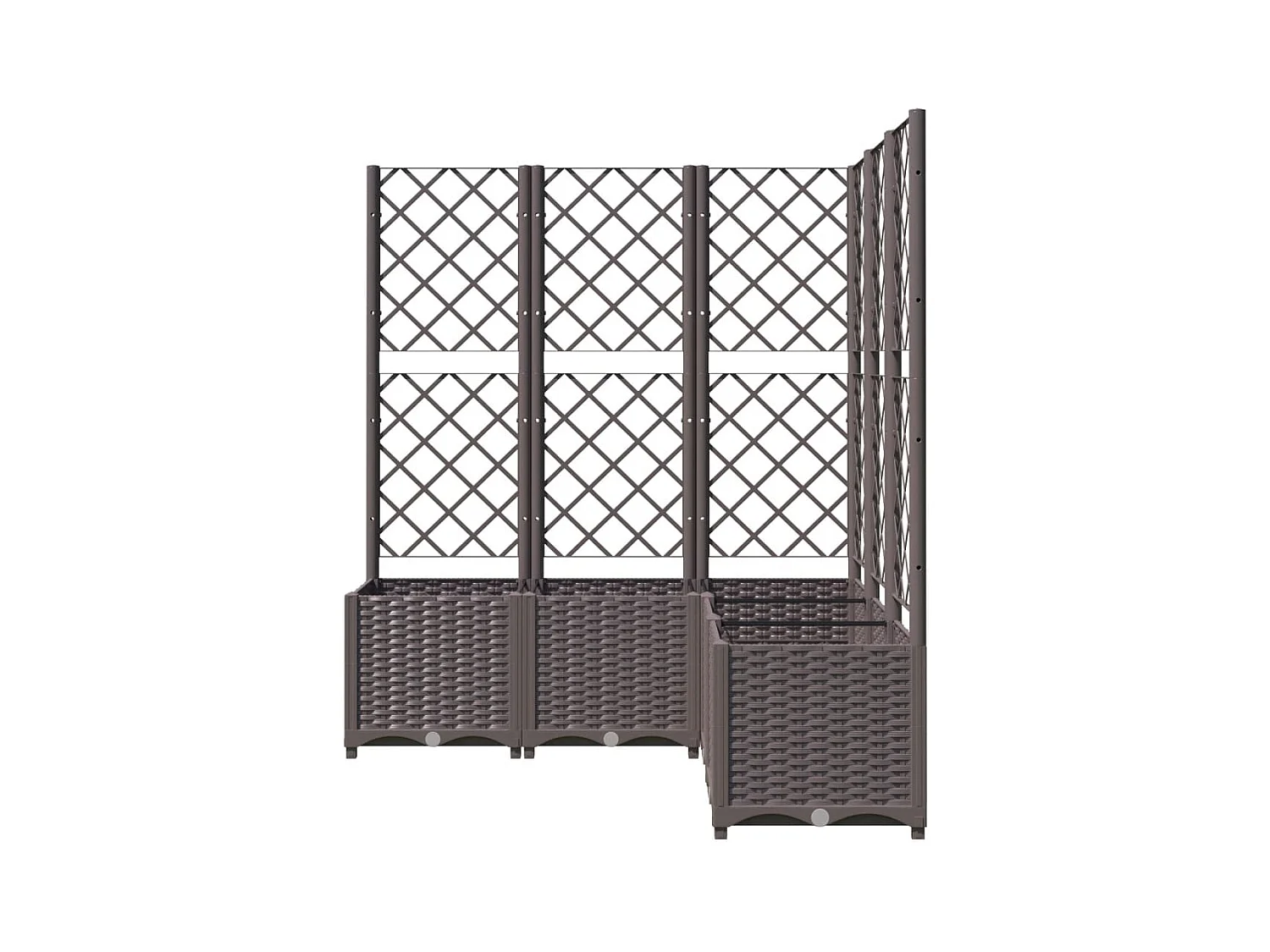 Bandeja para plantador de plantas com canteiro elevado flores terraço jardim com treliça 120 x 120 x 136 cm PP marrom 02_0038228