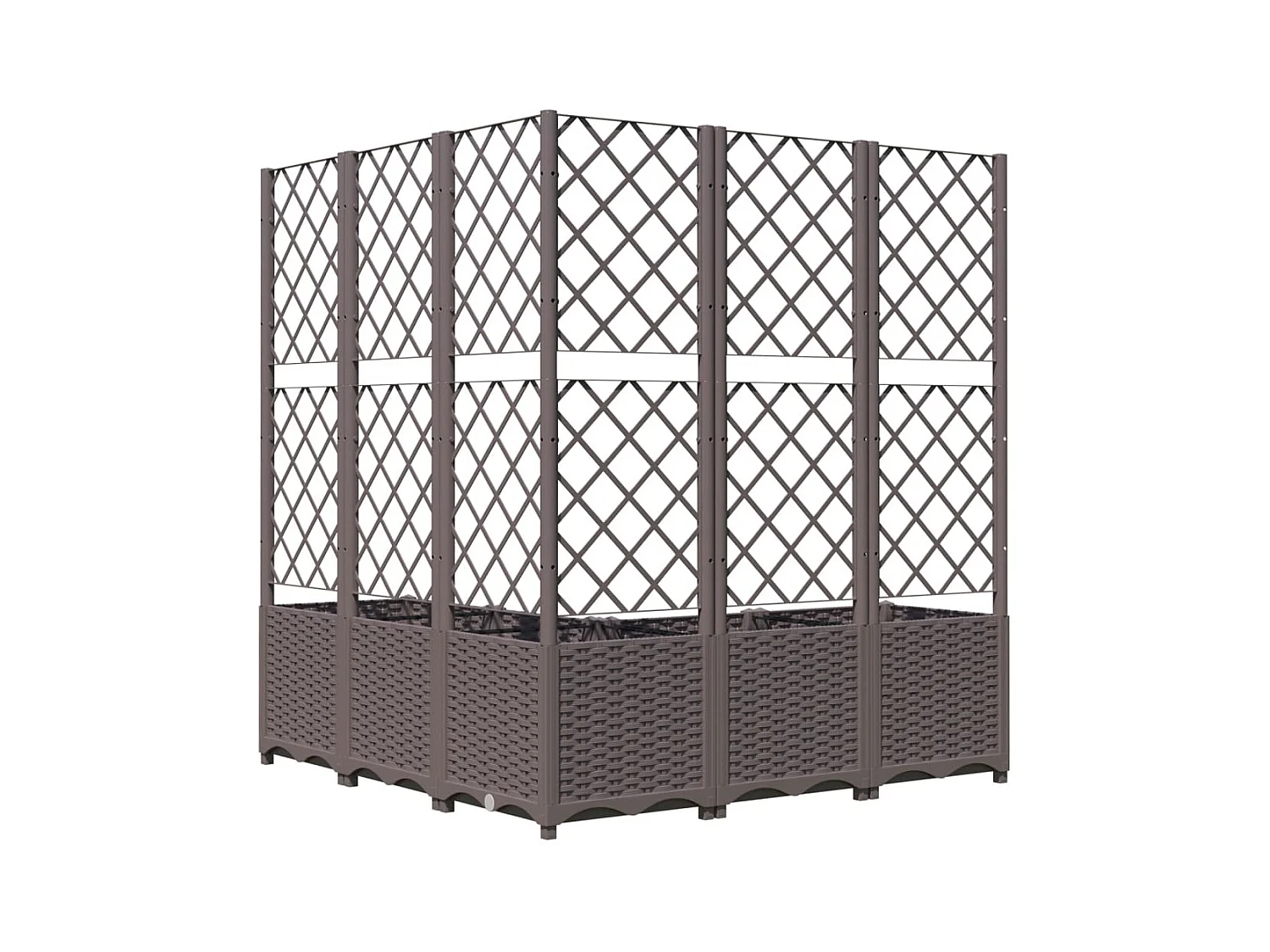 Bandeja para plantador de plantas com canteiro elevado flores terraço jardim com treliça 120 x 120 x 136 cm PP marrom 02_0038228