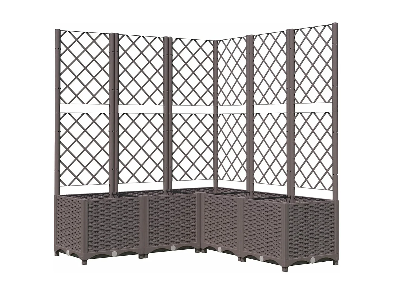 Vassoio per fioriera aiuola rialzata piante fiori terrazza giardino con traliccio 120 x 120 x 136 cm PP marrone 02_0038228