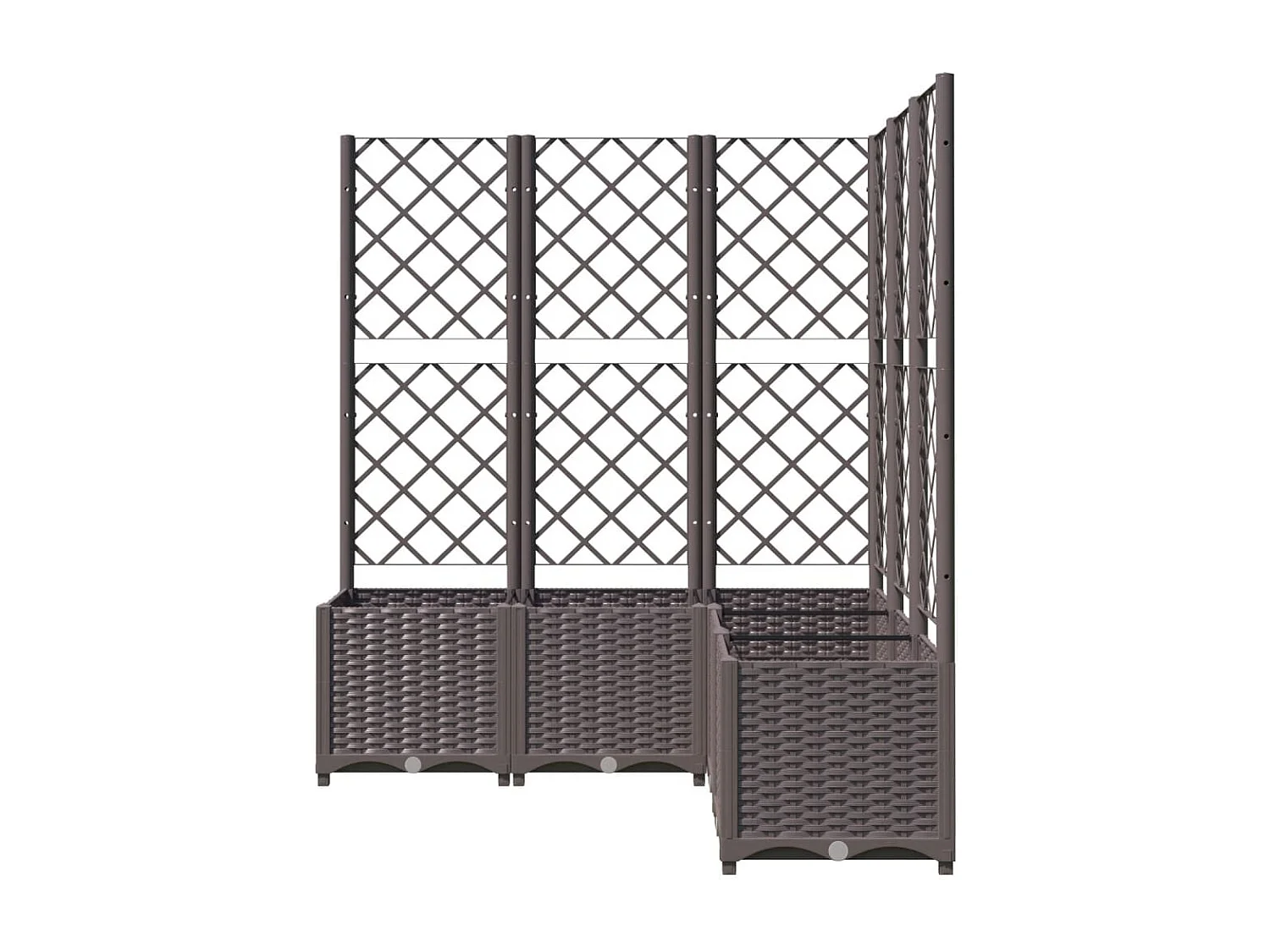 Vassoio per fioriera aiuola rialzata piante fiori terrazza giardino con traliccio 120 x 120 x 136 cm PP marrone 02_0038228