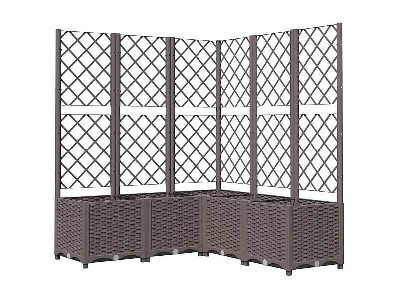 Bandeja para plantador de plantas com canteiro elevado flores terraço jardim com treliça 120 x 120 x 136 cm PP marrom 02_0038228