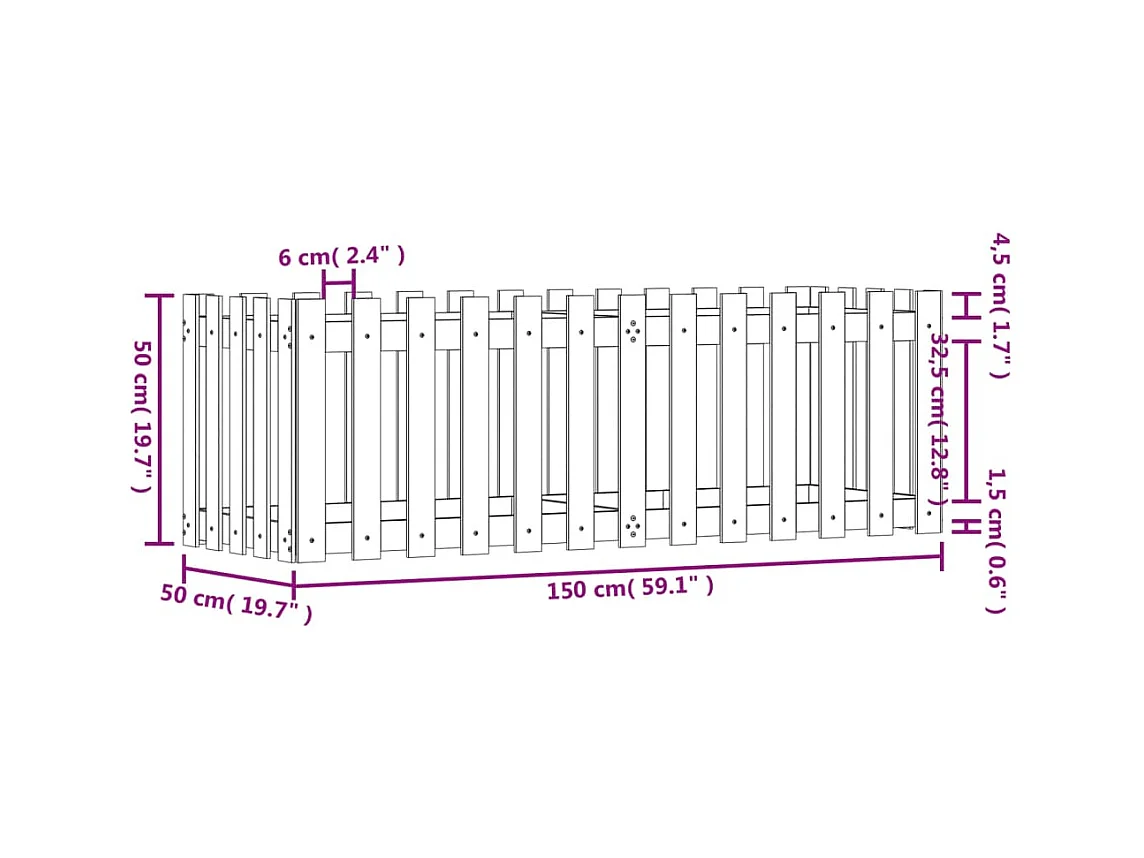 Jardinière bac lit surélevé noire 150 x 50 x 50 cm 02_0039799