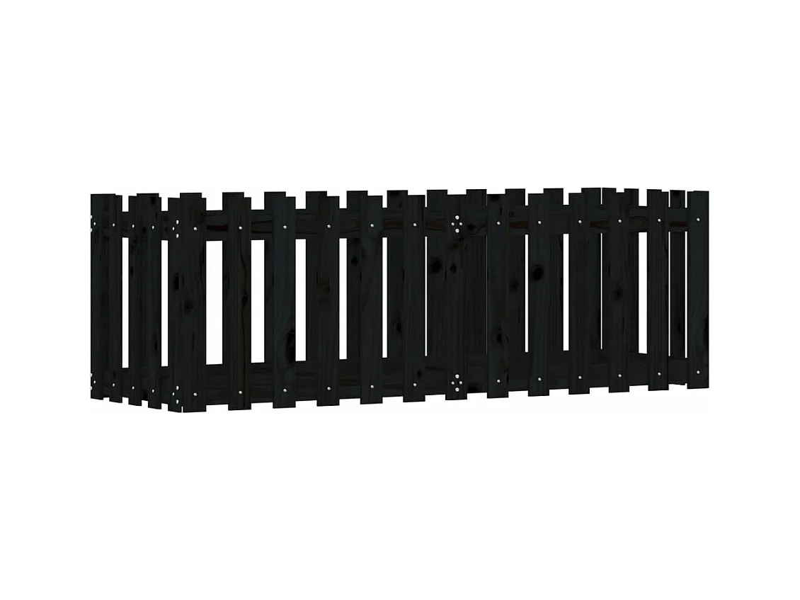 Vassoio per fioriera aiuola rialzata piante fiori terrazza giardino recinzione giardino design 150 x 50 x 50 cm pino massiccio nero 02_0039799