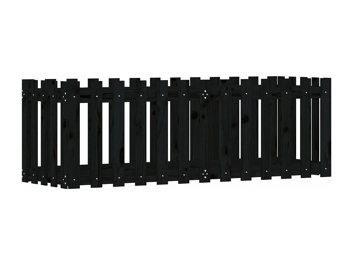 Vassoio per fioriera aiuola rialzata piante fiori terrazza giardino recinzione giardino design 150 x 50 x 50 cm pino massiccio nero 02_0039799