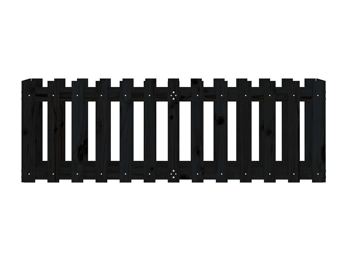 Vassoio per fioriera aiuola rialzata piante fiori terrazza giardino recinzione giardino design 150 x 50 x 50 cm pino massiccio nero 02_0039799