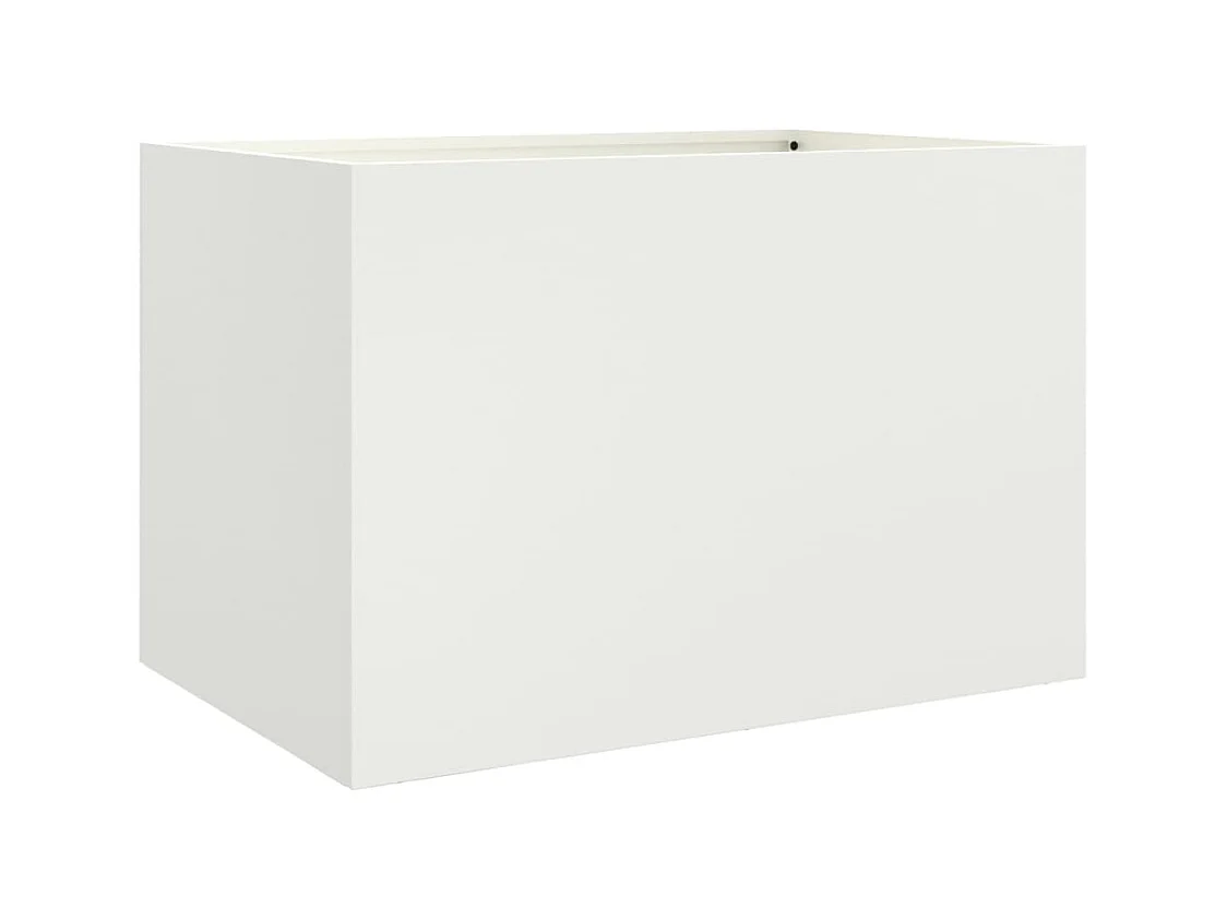 Bandeja de canteiro elevada plantas flores terraço jardim 62 x 40 x 39 cm aço branco 02_0037753