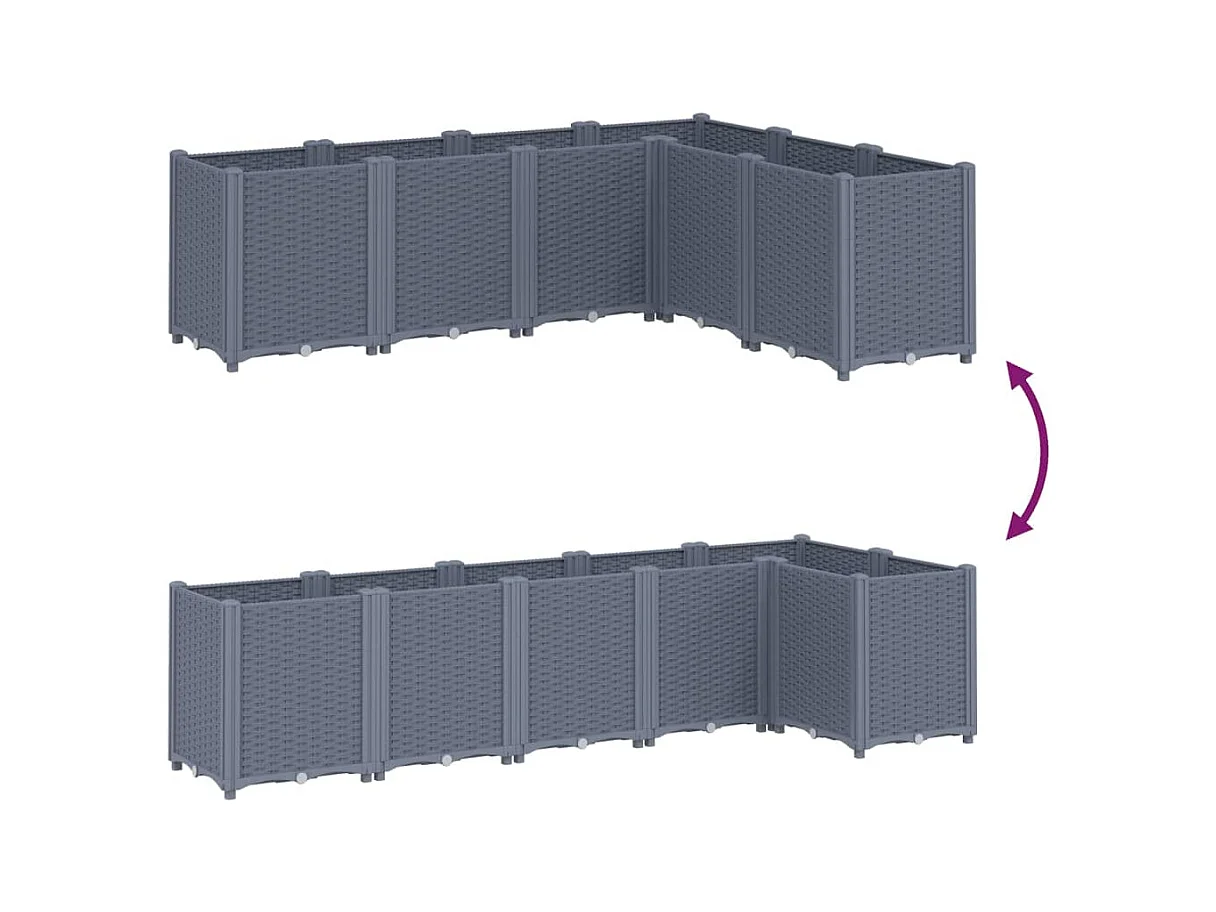 Jardinière bac lit surélevé grise 160 x 120 x 53 cm 02_0037456