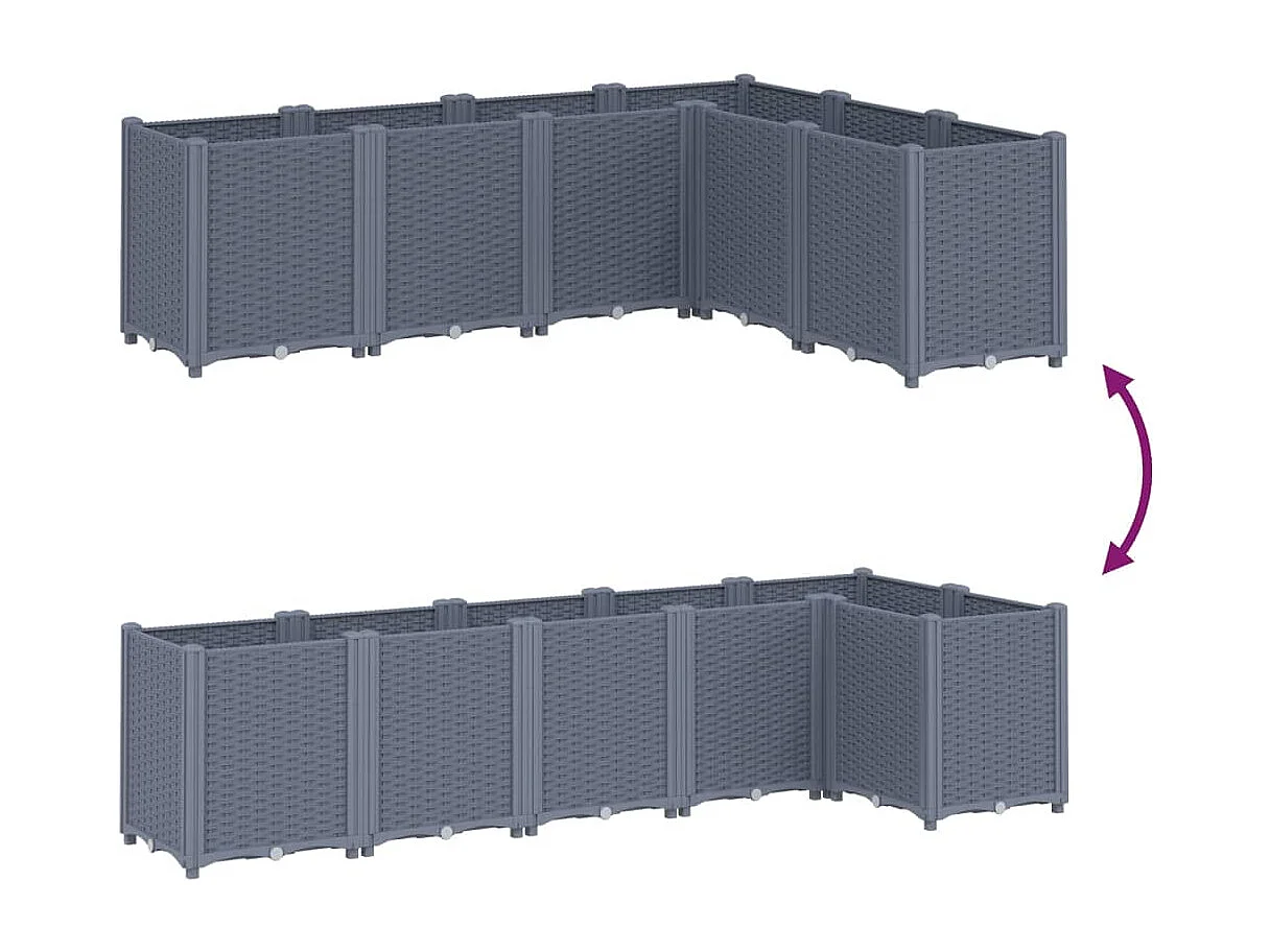 Vassoio per fioriera aiuola rialzata piante fiori terrazza giardino 160 x 120 x 53 cm PP grigio 02_0037456