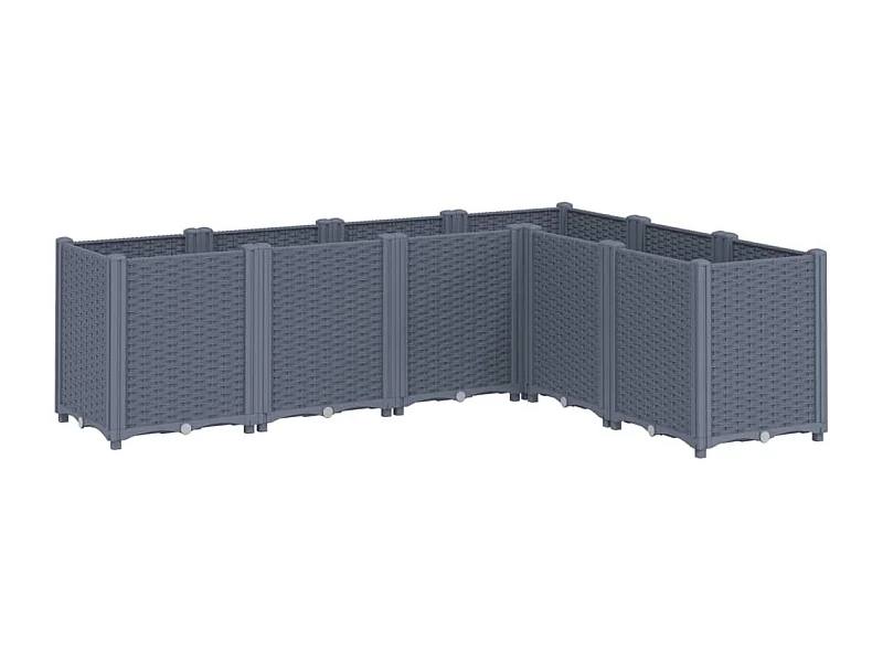 Macetero bancal elevado plantas flores terraza jardín 160 x 120 x 53 cm PP gris 02_0037456