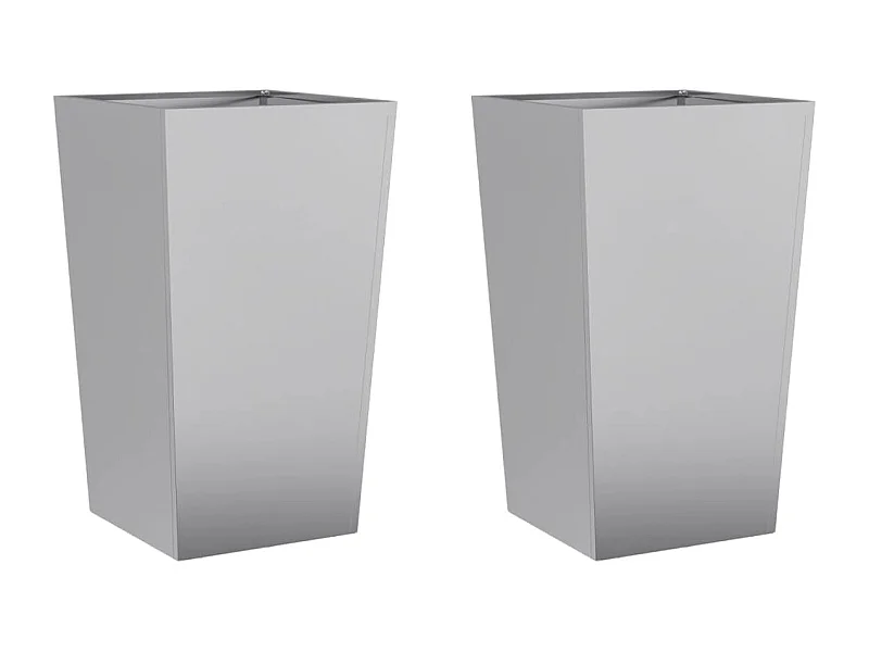 Macetero arriate elevado plantas flores jardín terrazas juego de 2 45 x 45 x 75 cm acero galvanizado gris 02_0038982