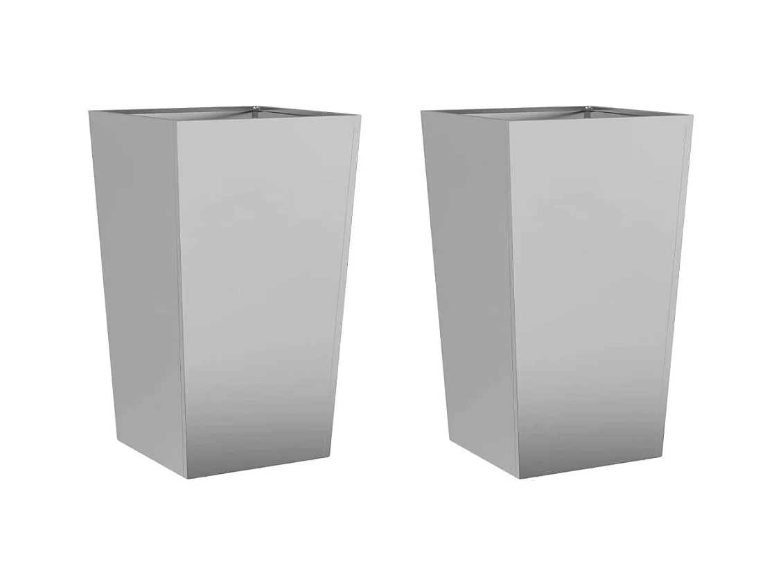 Fioriera aiuola rialzata vassoio piante fiori giardino terrazze set da 2 45 x 45 x 75 cm grigio acciaio zincato 02_0038982