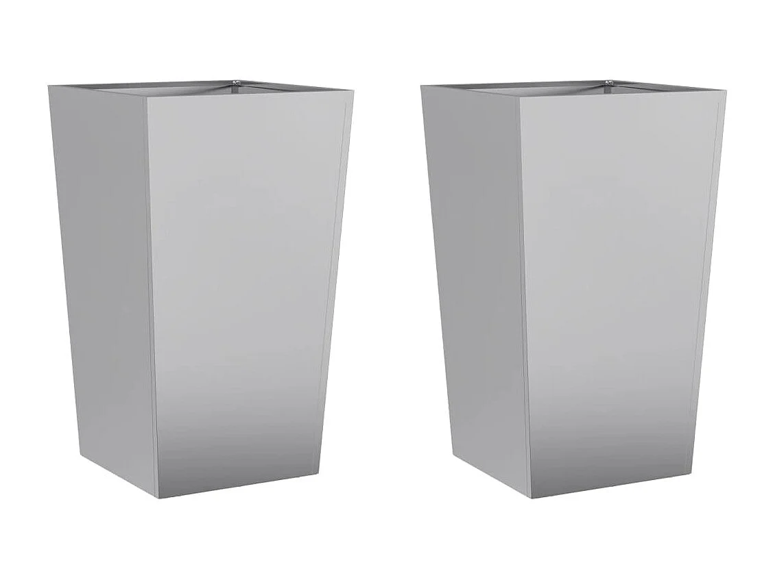 Fioriera aiuola rialzata vassoio piante fiori giardino terrazze set da 2 45 x 45 x 75 cm grigio acciaio zincato 02_0038982