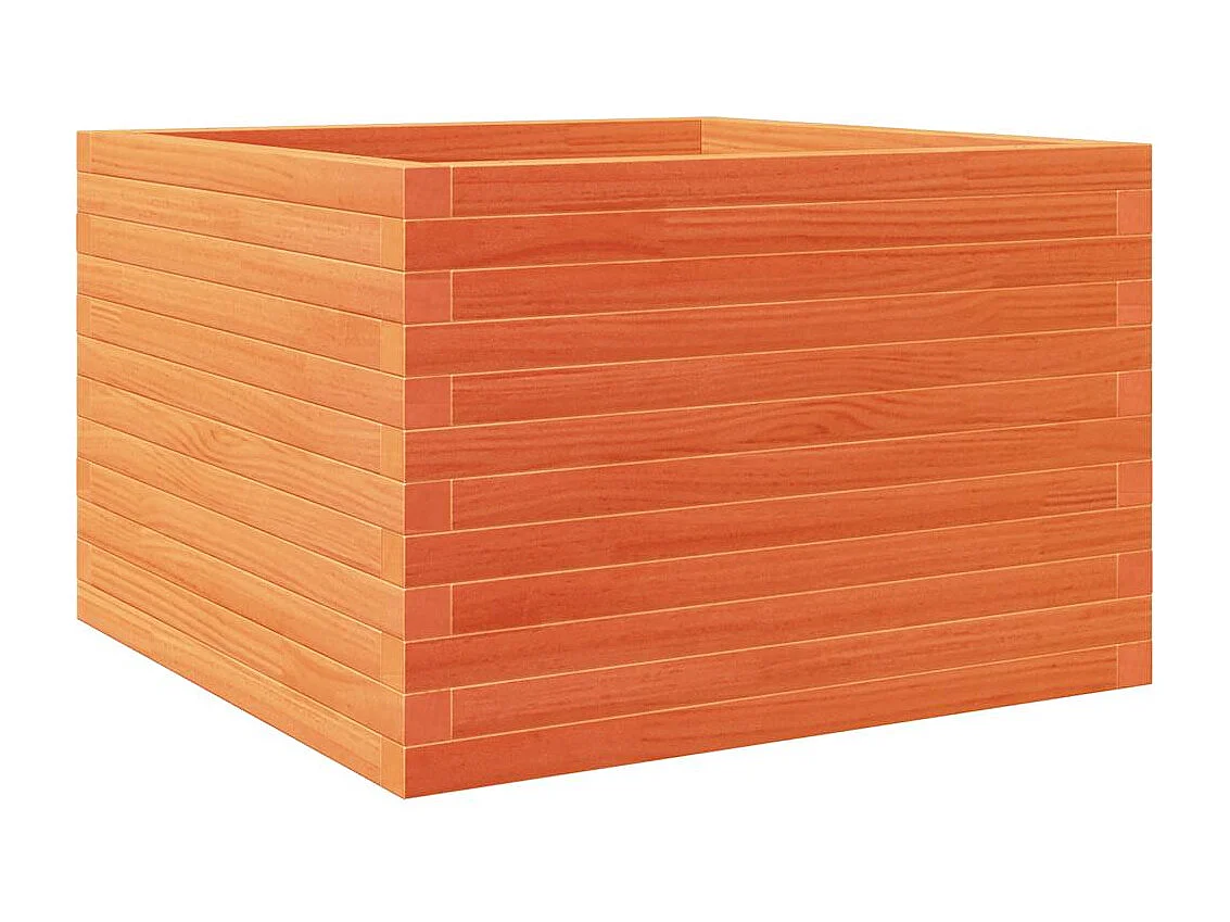 Macetero bancal elevado plantas flores terraza jardín cera 70 x 70 x 46 cm madera maciza de pino marrón 02_0038491