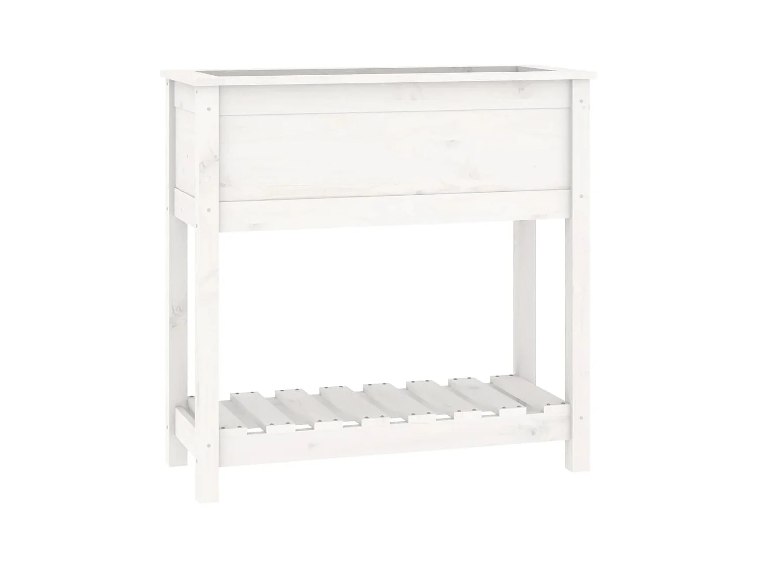 Bandeja para plantador, canteiro elevado, flores, terraço, jardim com prateleira, 82,5 x 34,5 x 81 cm, madeira maciça de pinho branco 02_0038402