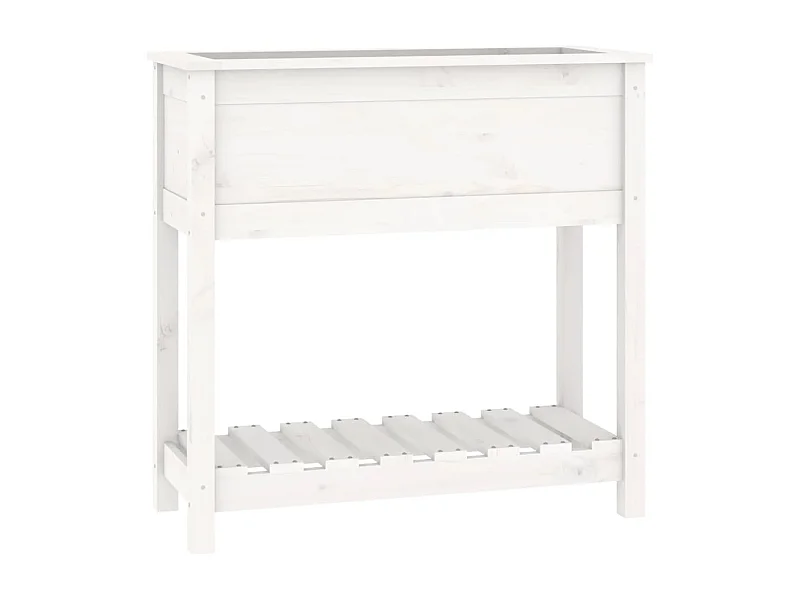 Vassoio per fioriera aiuola rialzata piante fiori terrazza giardino con ripiano 82,5 x 34,5 x 81 cm legno massello di pino bianco 02_0038402