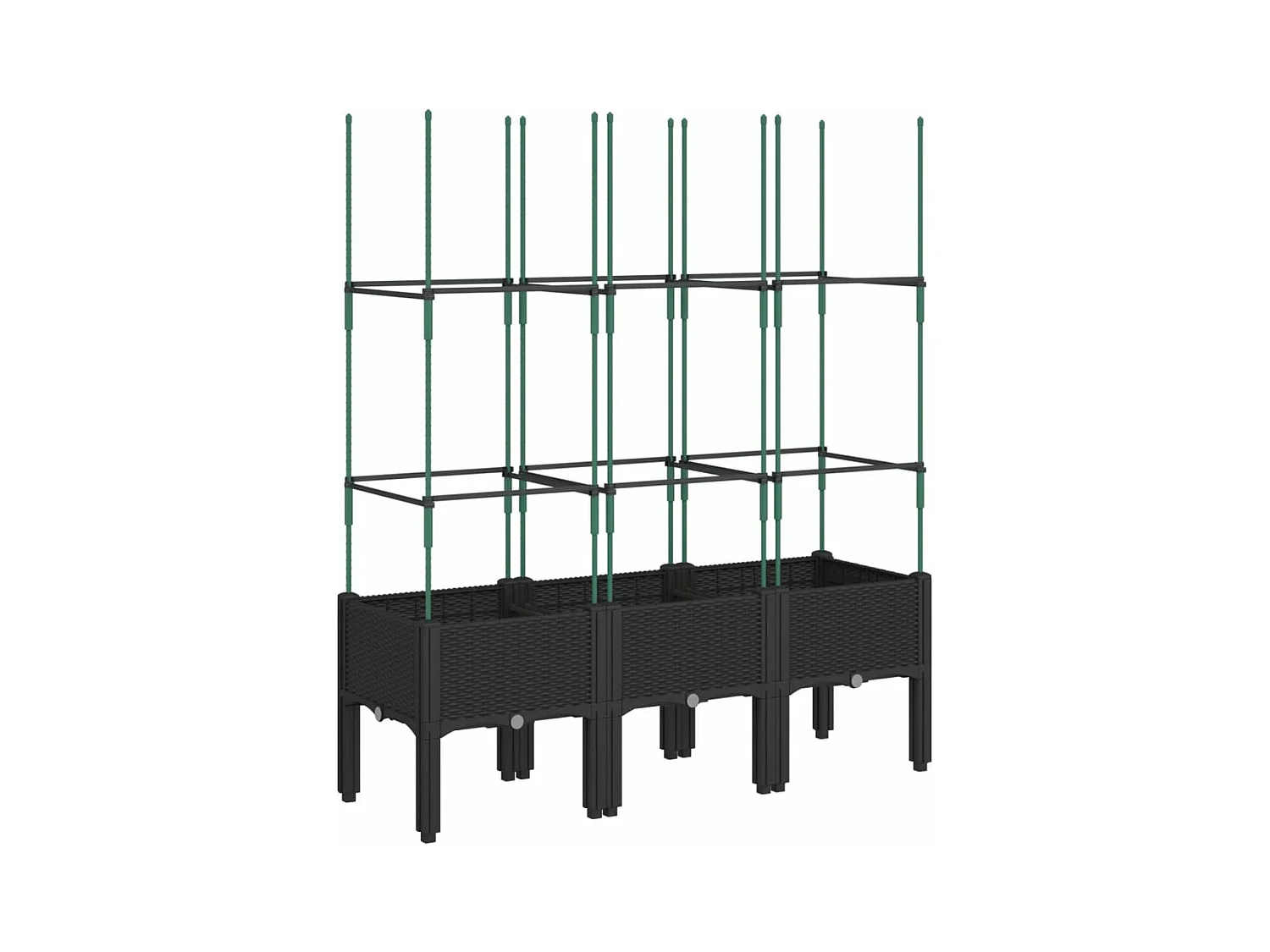 Fioriera aiuola rialzata vassoio piante fiori terrazza giardino con traliccio 120 x 40 x 142,5 cm PP nero 02_0038245