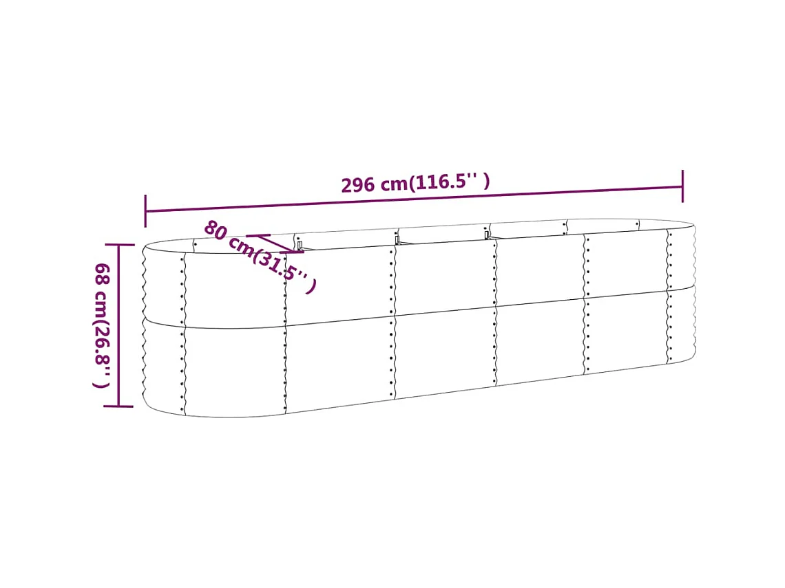 Jardinière bac lit surélevé 296 x 80 x 68 cm 02_0039488