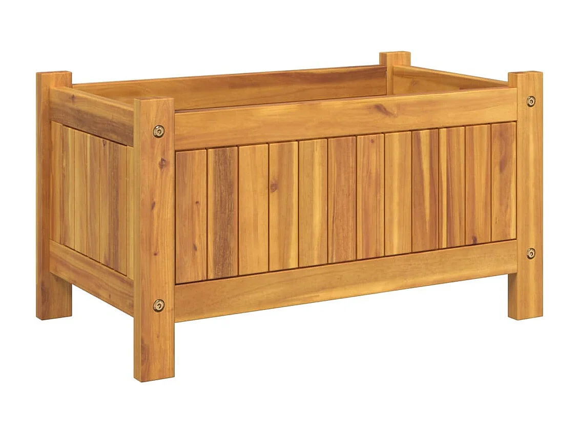 Vassoio per fioriera aiuola rialzata piante fiori terrazza giardino con rivestimento 54 x 31 x 30 cm legno massello di acacia marrone 02_0038138