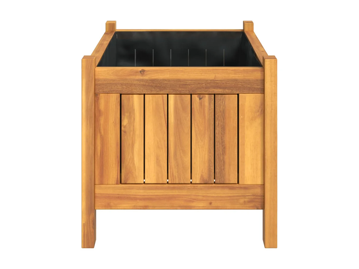 Vassoio per fioriera aiuola rialzata piante fiori terrazza giardino con rivestimento 54 x 31 x 30 cm legno massello di acacia marrone 02_0038138