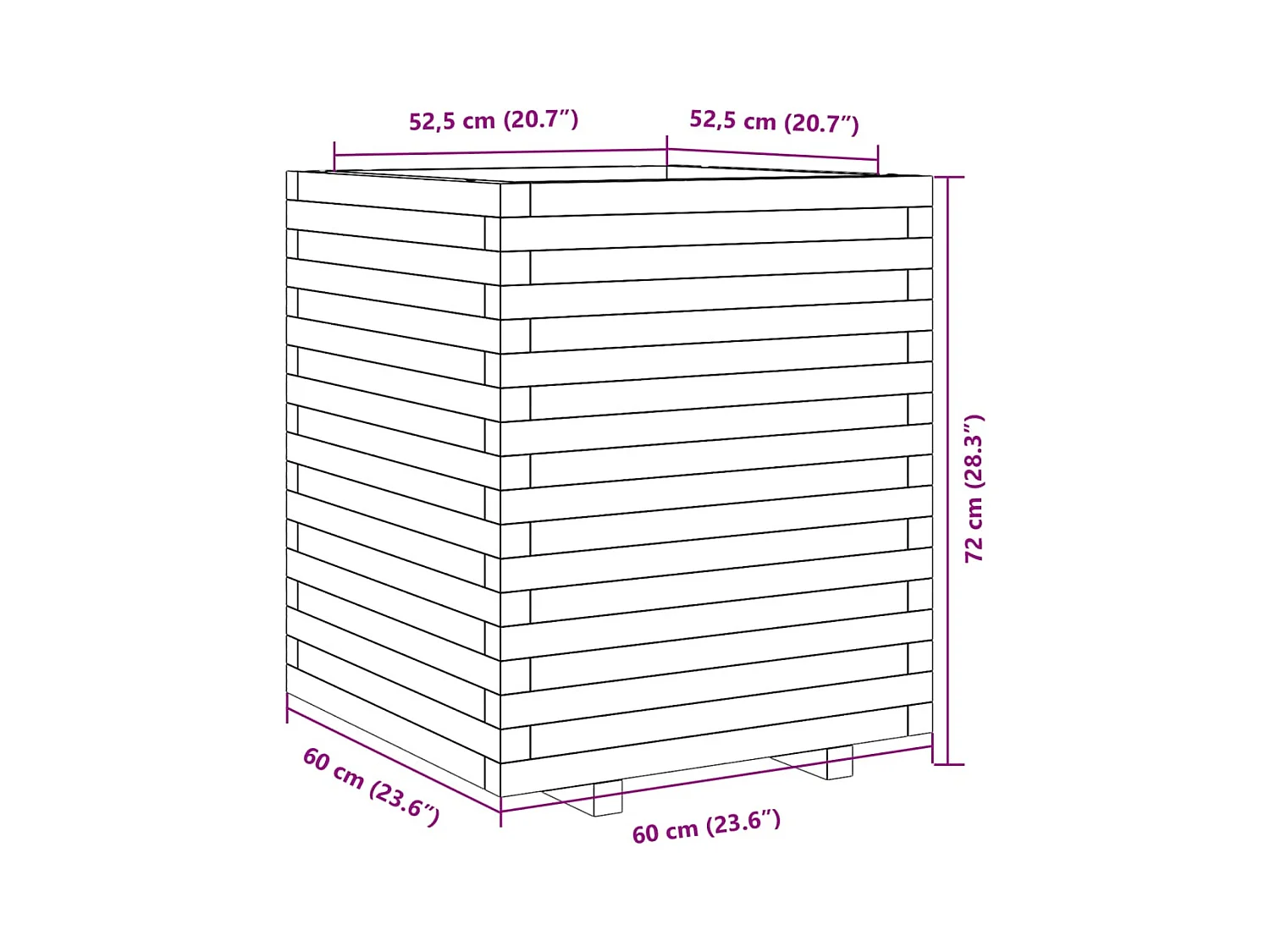 Jardinière bac lit surélevé bois marron 60 x 60 x 72 cm 02_0038477