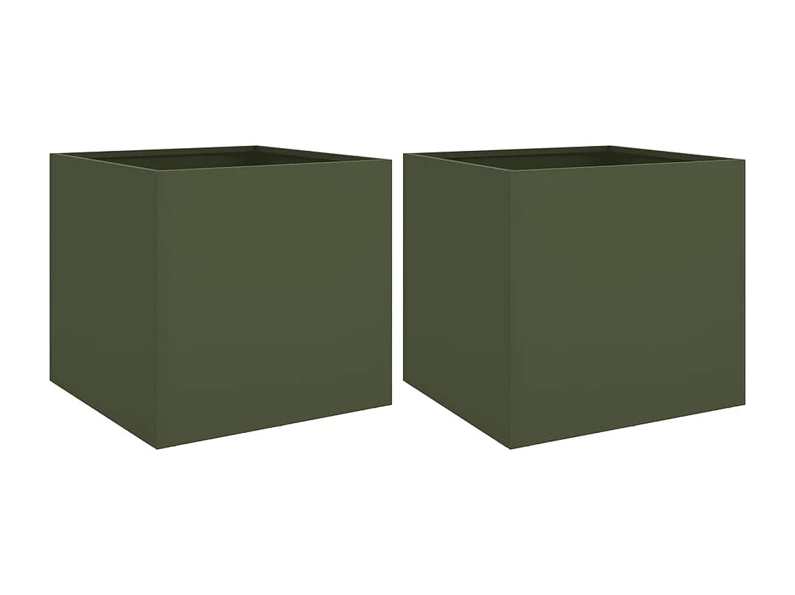 Macetero arriate elevado plantas flores jardín terraza juego de 2 oliva 42 x 40 x 39 cm verde acero 02_0039084