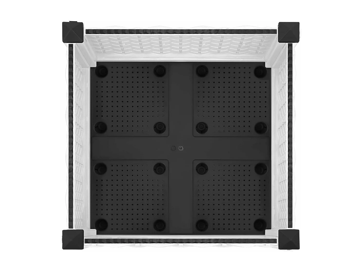 Plantador bandeja elevada plantas flores terraço jardim 40 x 40 x 23 cm polipropileno branco 02_0039224