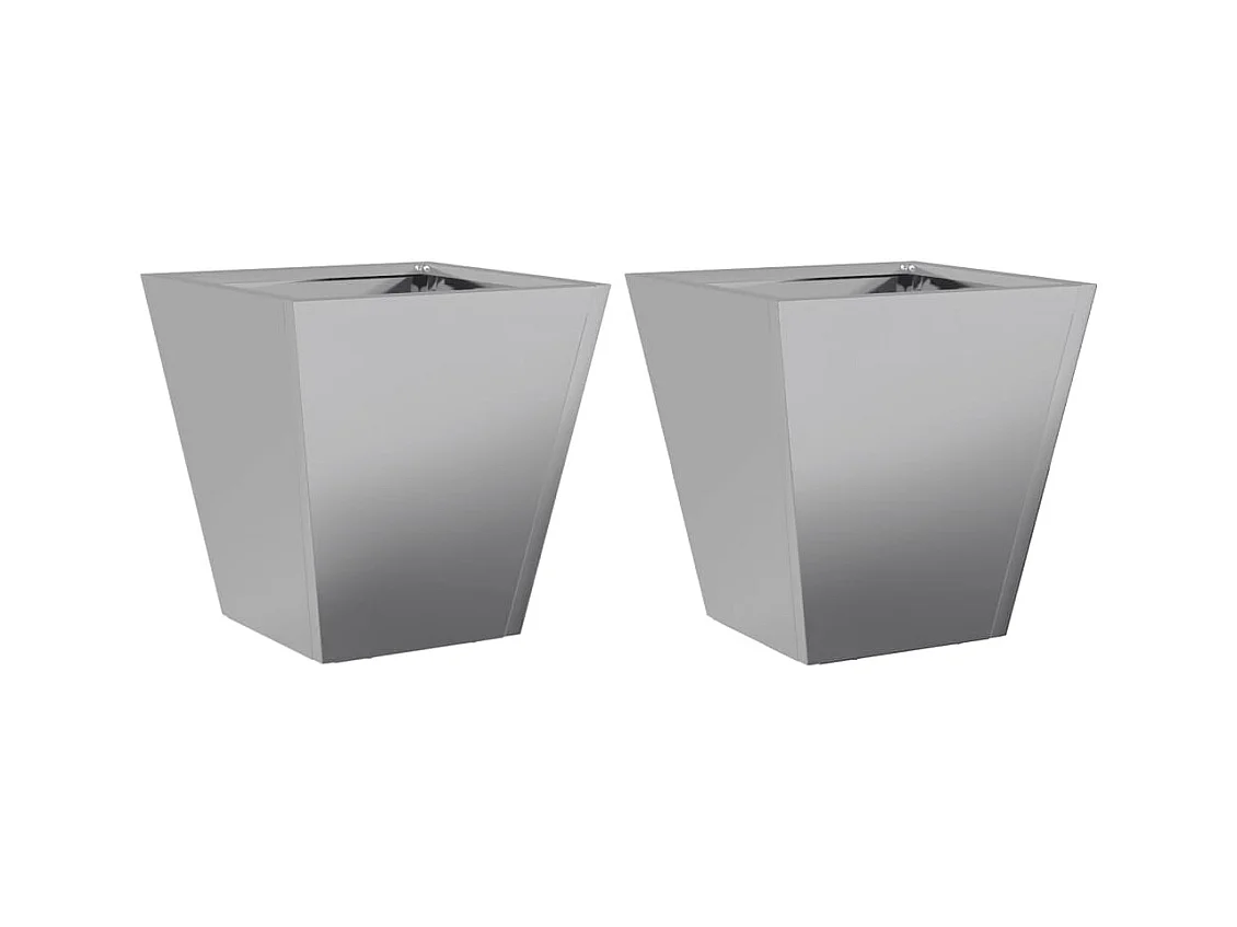 Vaso per fioriera aiuola rialzata piante fiori giardino terrazze set da 2 30 x 30 x 30 cm acciaio zincato grigio 02_0038920