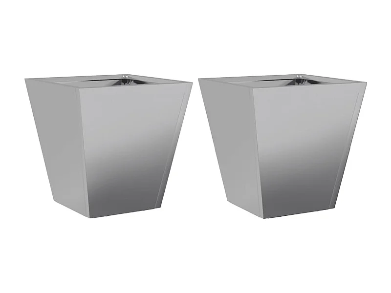 Vaso per fioriera aiuola rialzata piante fiori giardino terrazze set da 2 30 x 30 x 30 cm acciaio zincato grigio 02_0038920