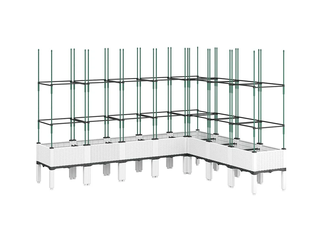 Vassoio per fioriera aiuola rialzata piante fiori terrazza giardino con traliccio 200 x 160 x 142,5 cm PP bianco 02_0038278