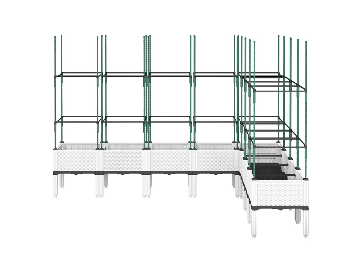 Vassoio per fioriera aiuola rialzata piante fiori terrazza giardino con traliccio 200 x 160 x 142,5 cm PP bianco 02_0038278