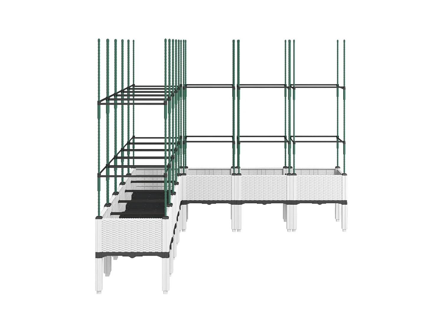 Vassoio per fioriera aiuola rialzata piante fiori terrazza giardino con traliccio 200 x 160 x 142,5 cm PP bianco 02_0038278