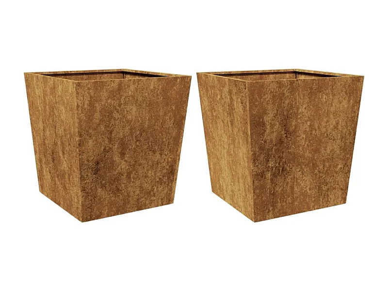 Vaso per fioriera aiuola rialzata piante fiori giardino terrazze set da 2 50 x 50 x 50 cm acciaio corten Marrone 02_0038991