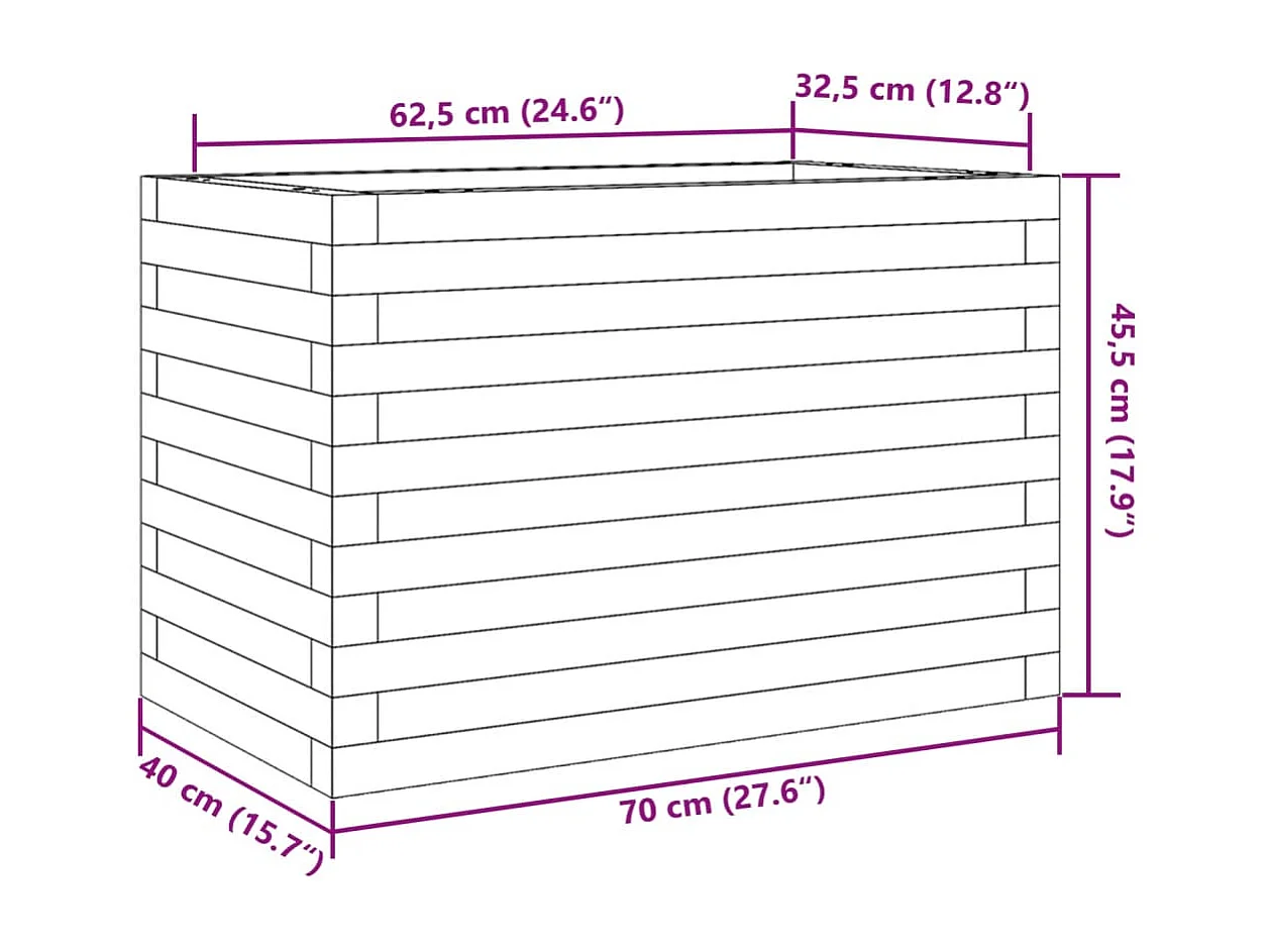 Jardinière bac lit surélevé bois marron 70 x 40 x 45.5 cm 02_0038481