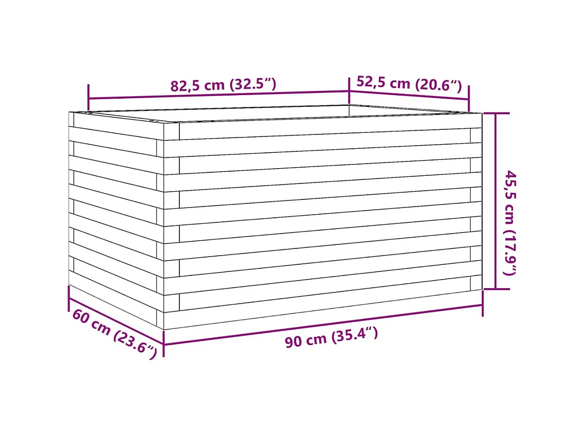 Jardinière bac lit surélevé bois blanche 90 x 60 x 45.5 cm 02_0038017