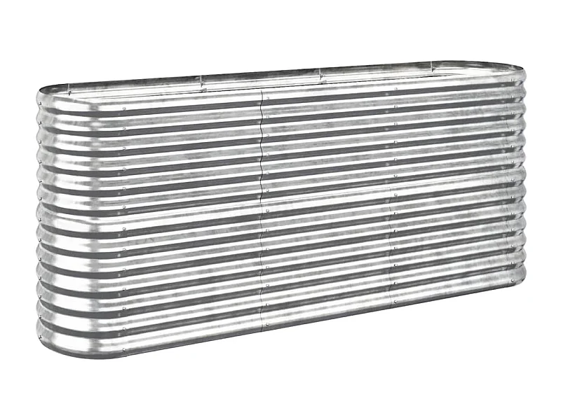 Macetero bancal elevado plantas flores terraza jardín jardín acero con revestimiento de polvo plateado Plata 02_0039690