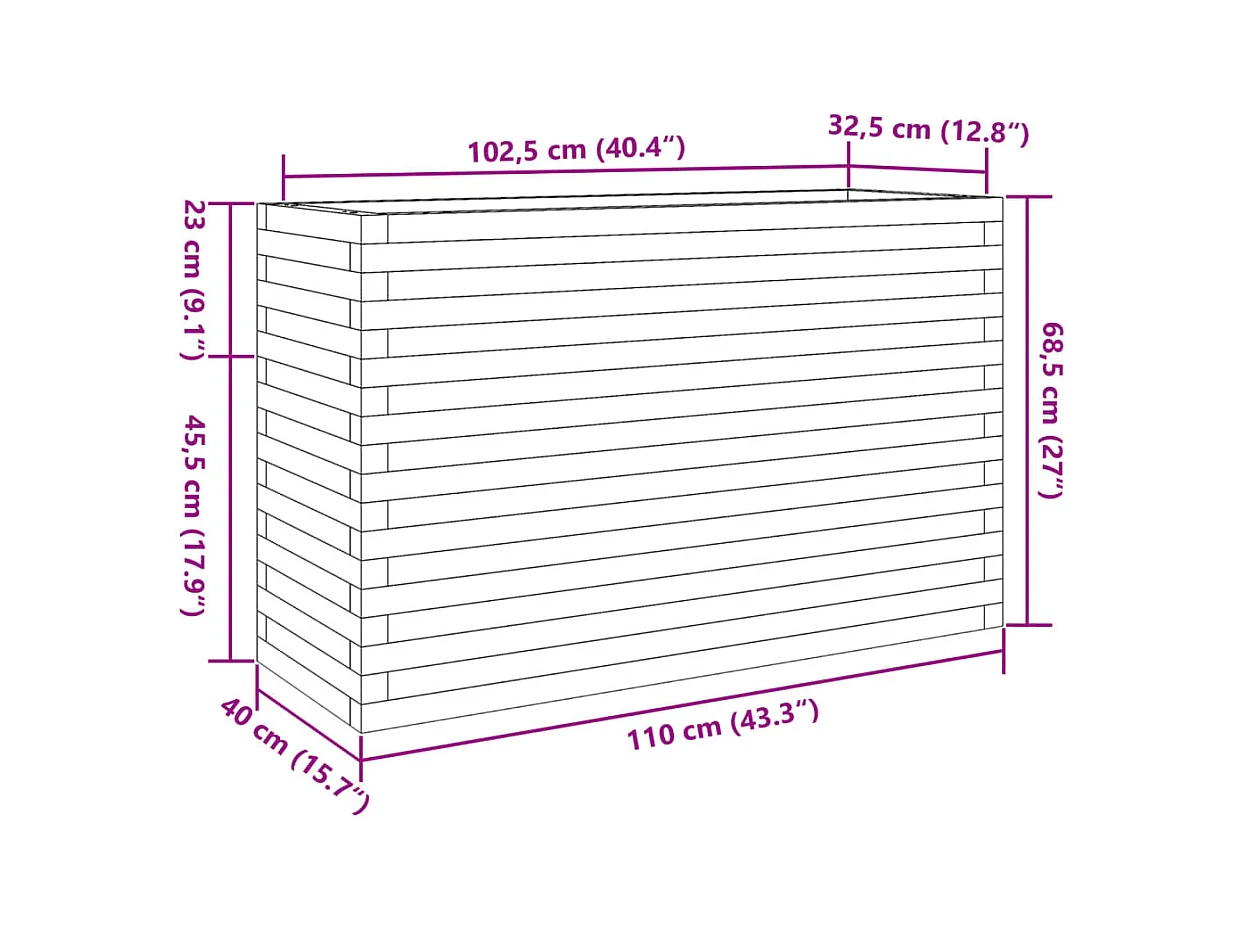 Jardinière bac lit surélevé bois marron 110 x 40 x 68.5 cm 02_0038435