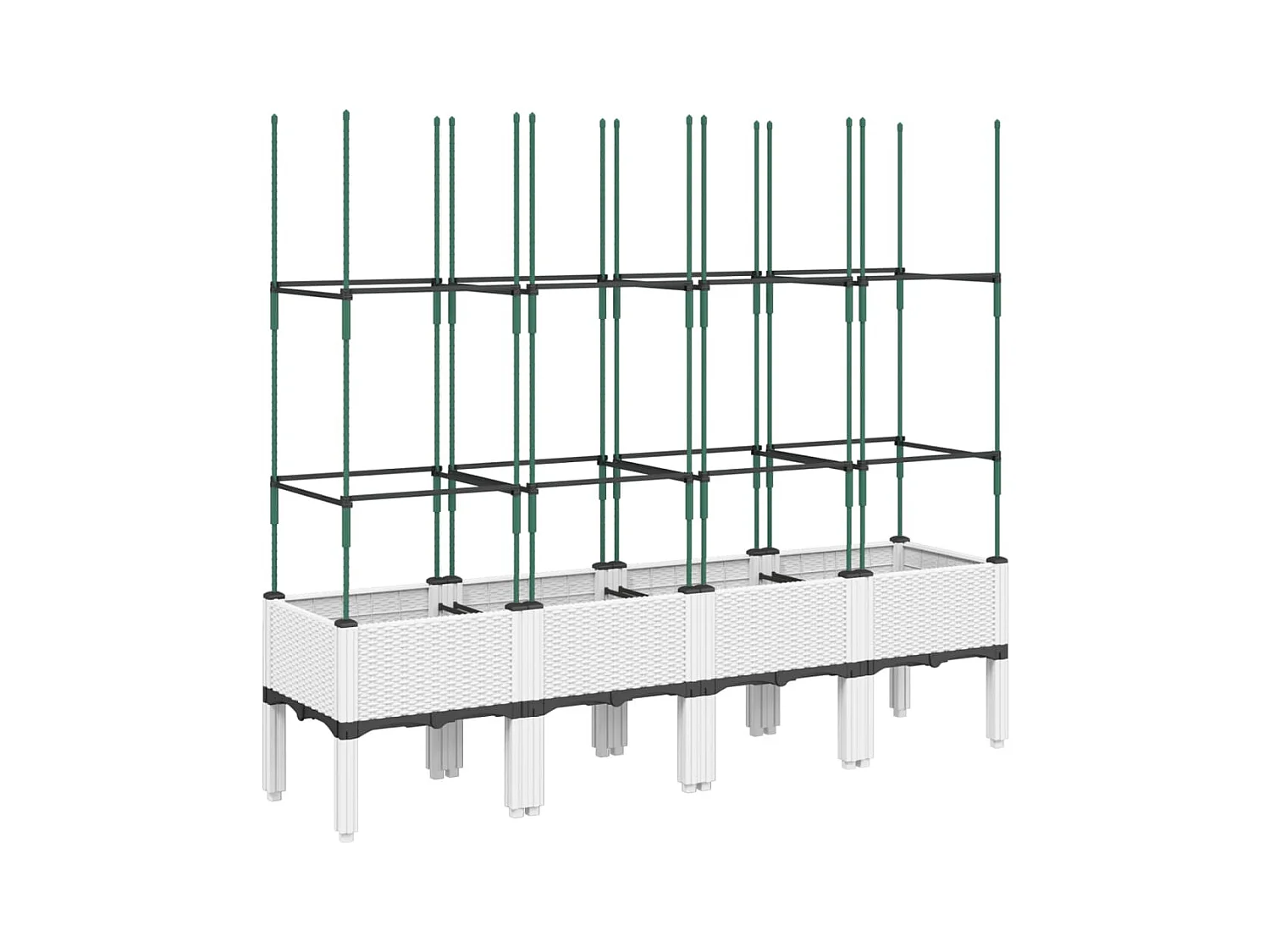 Fioriera aiuola rialzata vassoio piante fiori terrazza giardino con traliccio 160 x 40 x 142,5 cm PP bianco 02_0038270