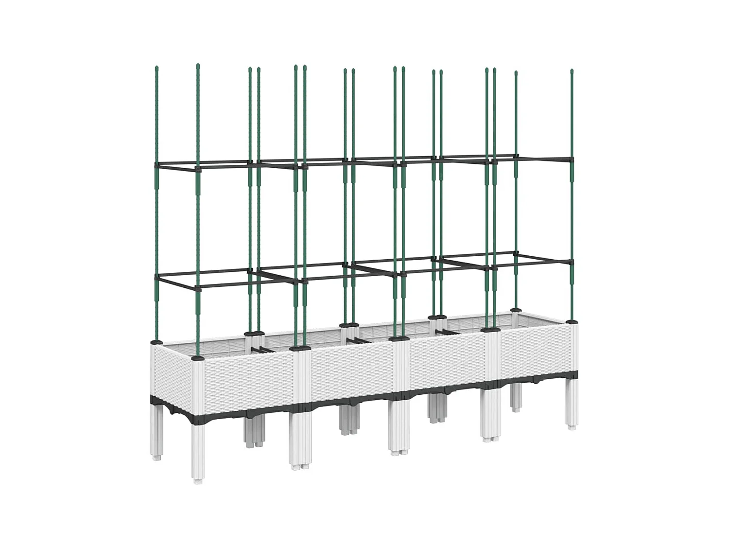 Fioriera aiuola rialzata vassoio piante fiori terrazza giardino con traliccio 160 x 40 x 142,5 cm PP bianco 02_0038270