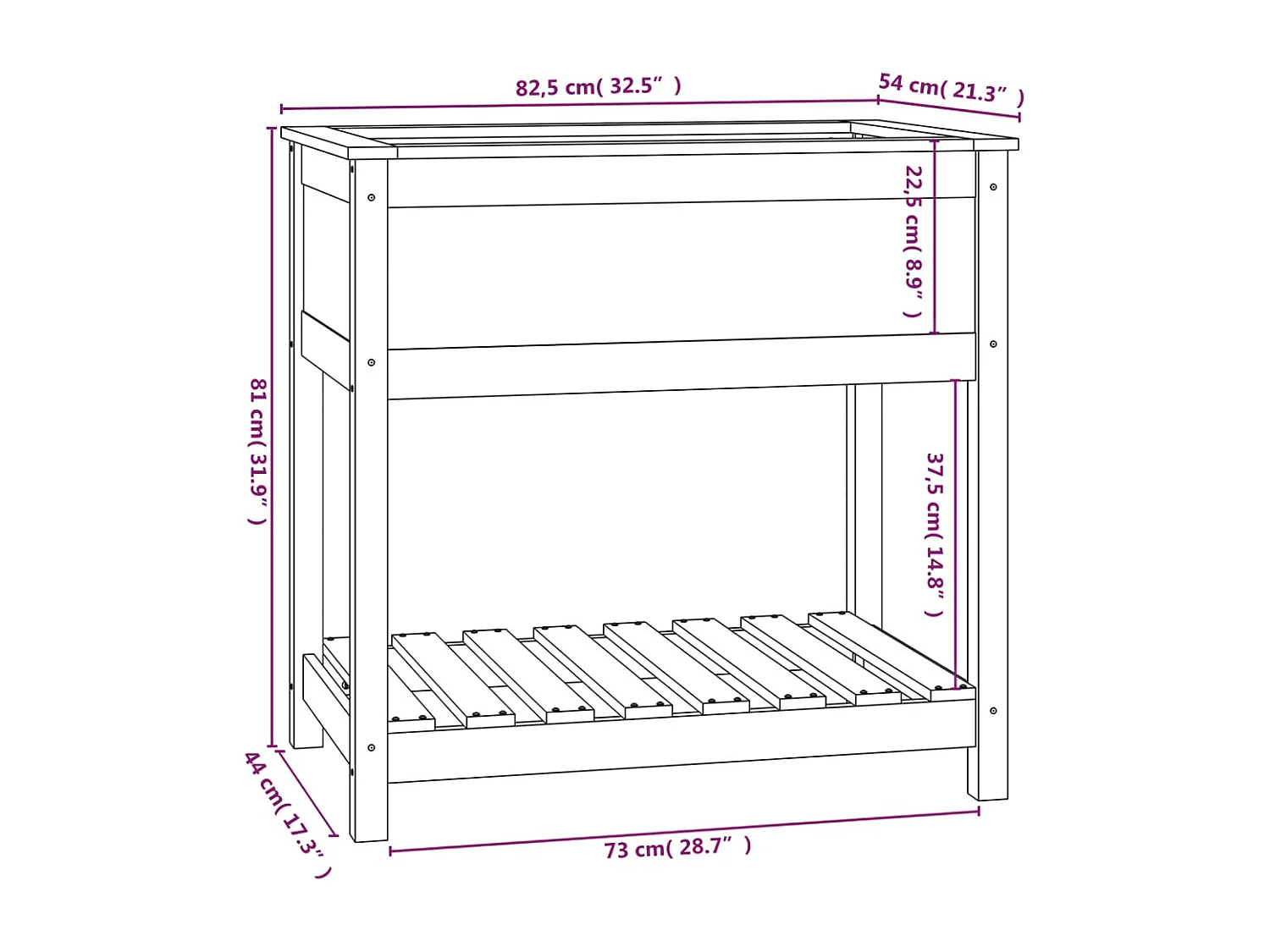 Jardinière bac lit surélevé bois blanche 82.5 x 54 x 81 cm 02_0038405