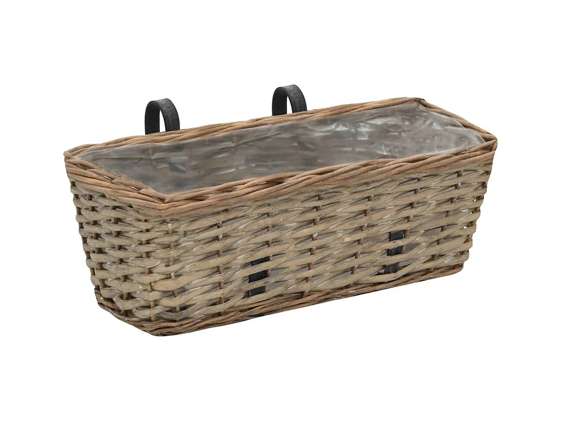 Set di 2 fioriere da balcone in vimini con rivestimento in PE 40 cm 02_0000821