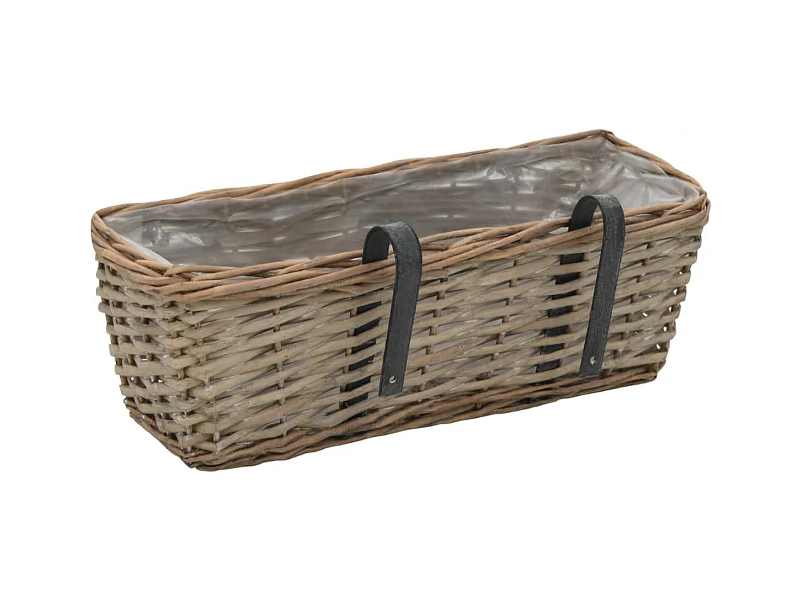 Set di 2 fioriere da balcone in vimini con rivestimento in PE 40 cm 02_0000821