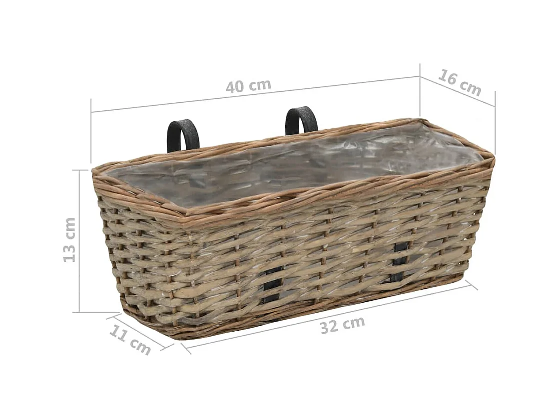 Set di 2 fioriere da balcone in vimini con rivestimento in PE 40 cm 02_0000821