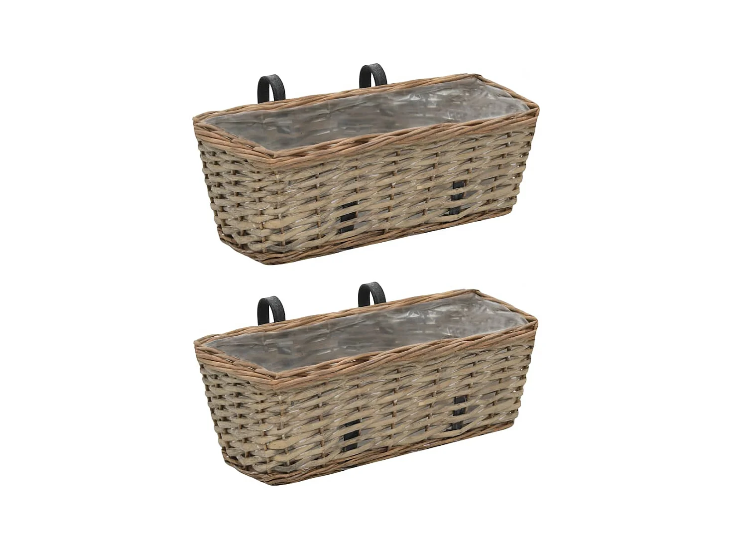 Juego de 2 jardineras de balcón de mimbre con revestimiento de PE 40 cm 02_0000821