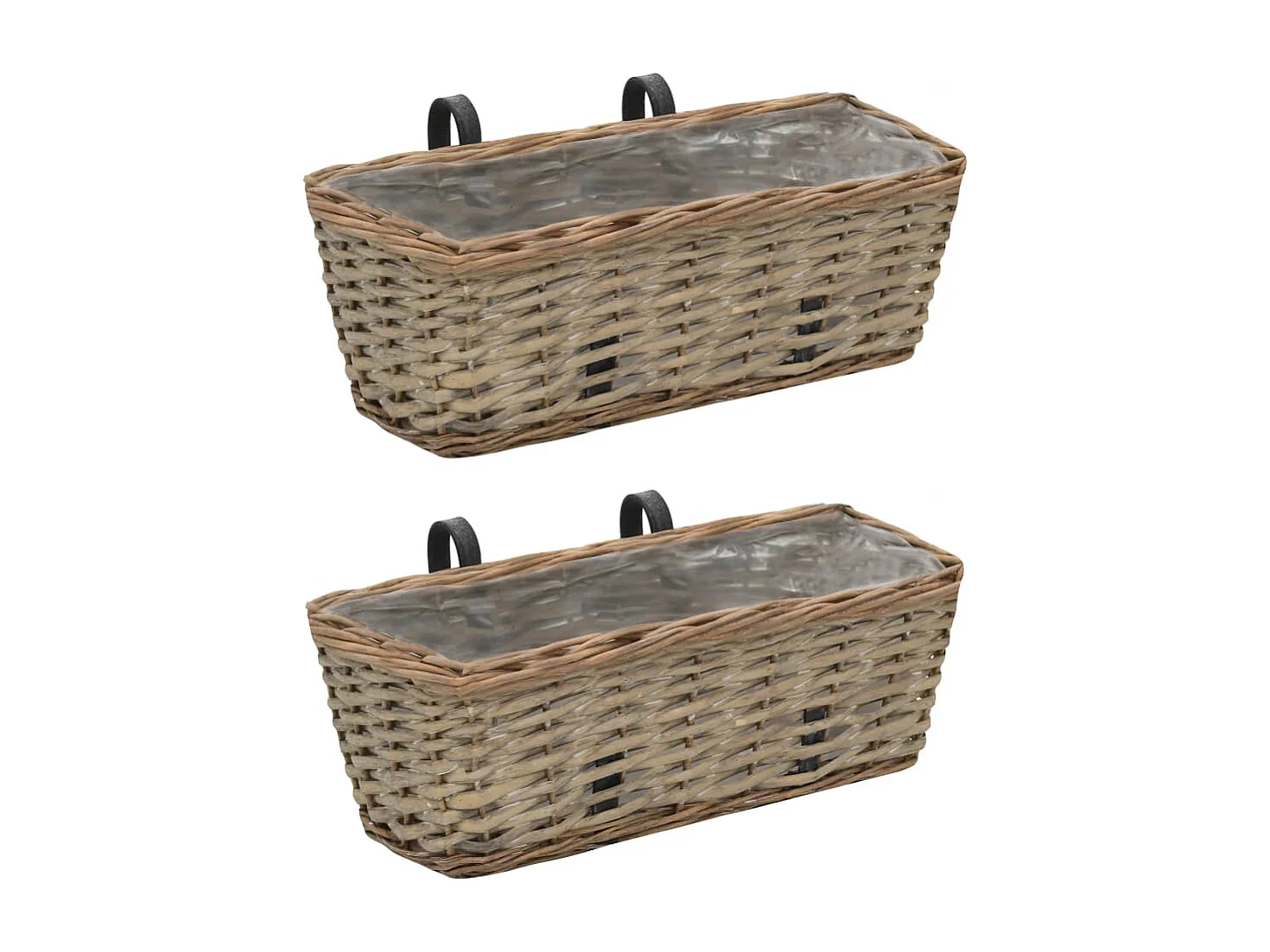 Set di 2 fioriere da balcone in vimini con rivestimento in PE 40 cm 02_0000821
