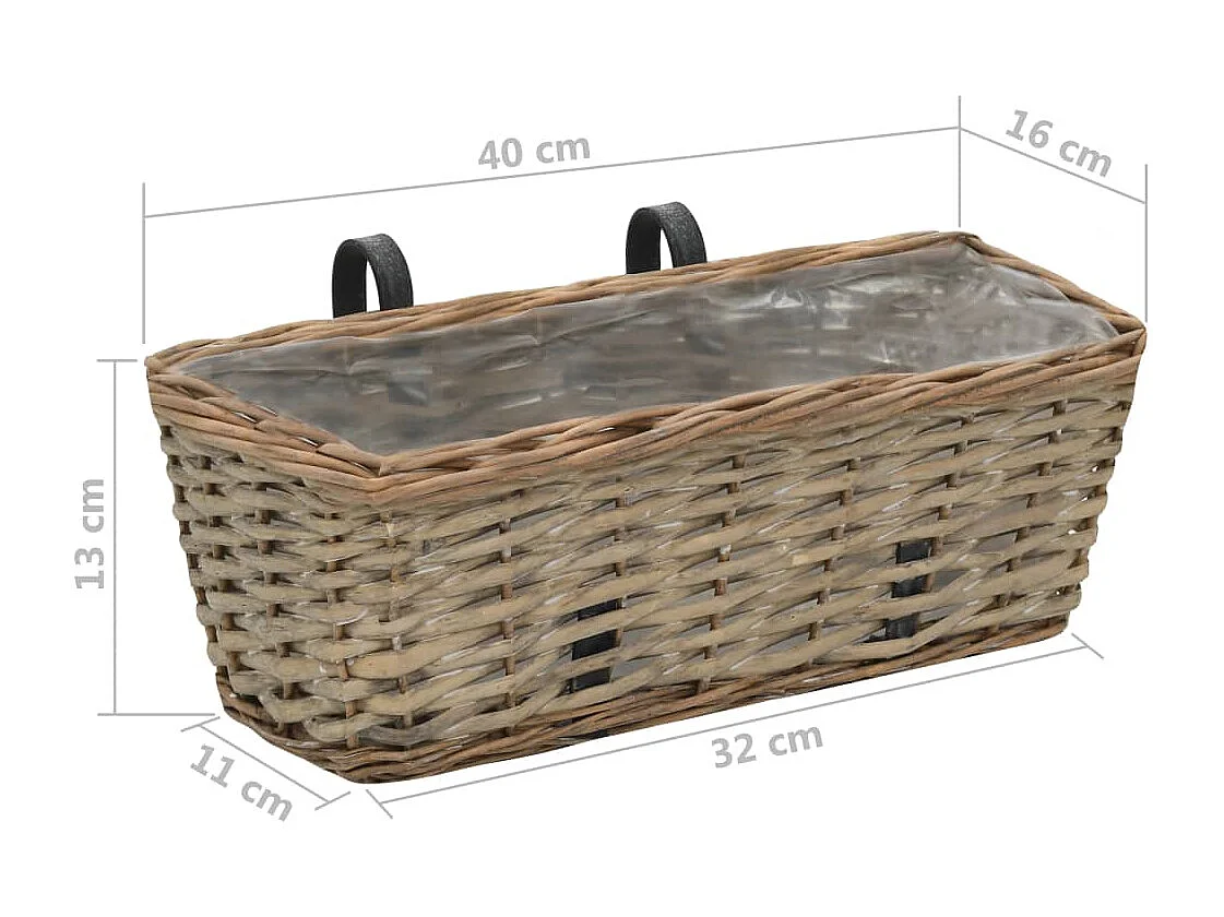 Set di 2 fioriere da balcone in vimini con rivestimento in PE 40 cm 02_0000821