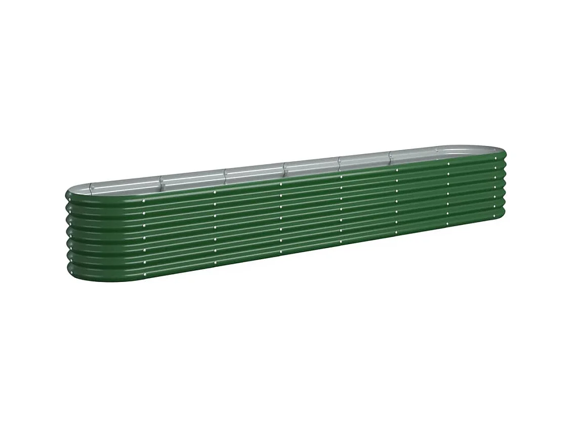 Bandeja para plantador canteiro elevado plantas flores terraço jardim jardim aço revestido a pó 260 x 40 x 36 cm verde 02_0039617