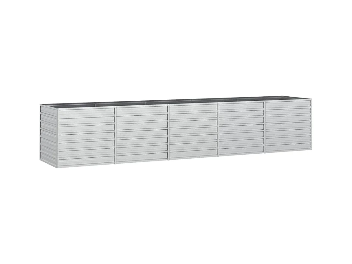 Vassoio per fioriera aiuola rialzata piante fiori terrazza giardino giardino 400 x 80 x 77 cm argento acciaio zincato Argento 02_0039448