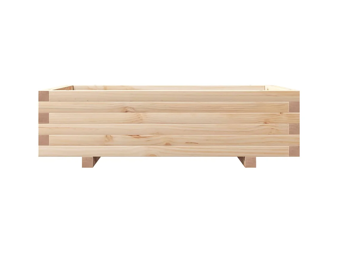 Macetero bancal elevado plantas flores terraza jardín 90 x 60 x 26,5 cm madera maciza de pino marrón 02_0038012